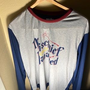 Harry Potter Men’s LS Mischief Managed Tee Color Gray/Blue Size Large